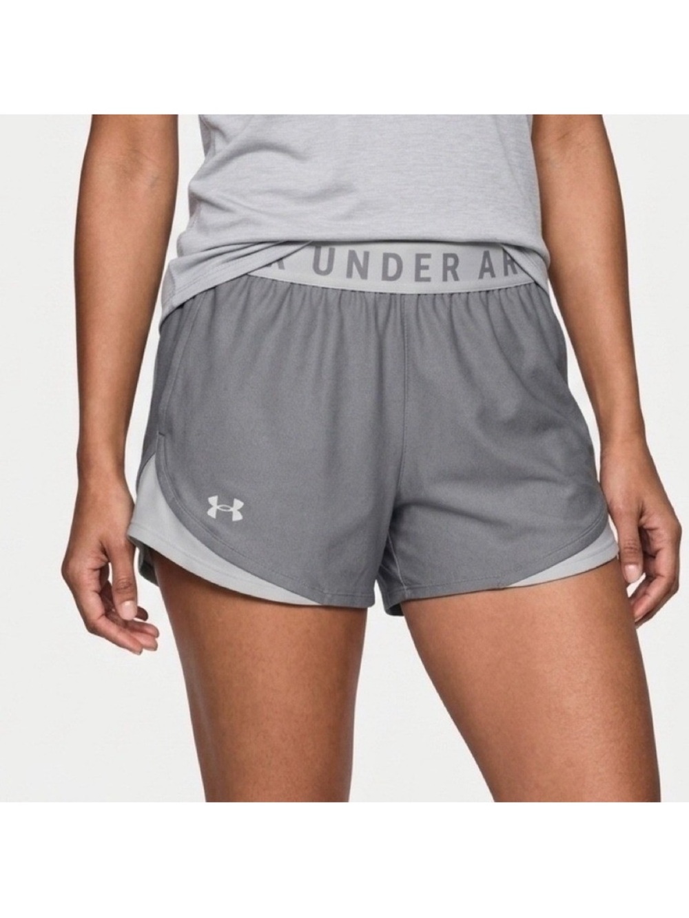 UNDER ARMOUR HeatGear Running Shorts Gray Dolphin Hem Women’s Small